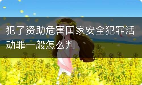 犯了资助危害国家安全犯罪活动罪一般怎么判