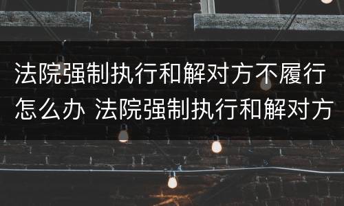 法院强制执行和解对方不履行怎么办 法院强制执行和解对方不履行怎么办?