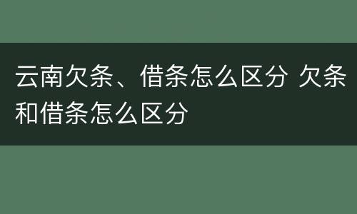 云南欠条、借条怎么区分 欠条和借条怎么区分