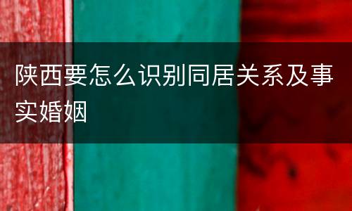 陕西要怎么识别同居关系及事实婚姻