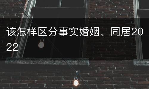 该怎样区分事实婚姻、同居2022