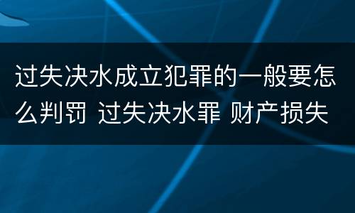 过失决水成立犯罪的一般要怎么判罚 过失决水罪 财产损失标准