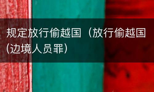 规定放行偷越国（放行偷越国(边境人员罪）