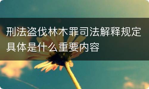 刑法盗伐林木罪司法解释规定具体是什么重要内容