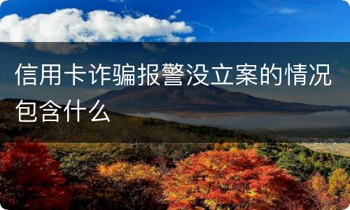 信用卡诈骗报警没立案的情况包含什么