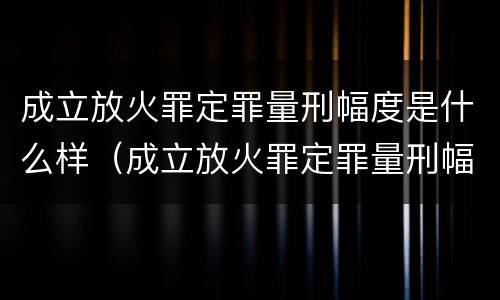 成立放火罪定罪量刑幅度是什么样（成立放火罪定罪量刑幅度是什么样子的）