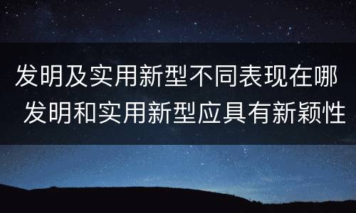 发明及实用新型不同表现在哪 发明和实用新型应具有新颖性的含义