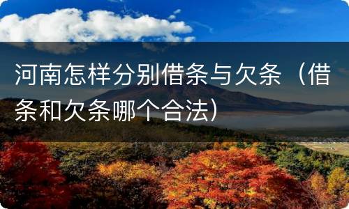 河南怎样分别借条与欠条（借条和欠条哪个合法）