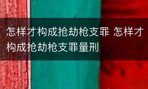 怎样才构成抢劫枪支罪 怎样才构成抢劫枪支罪量刑