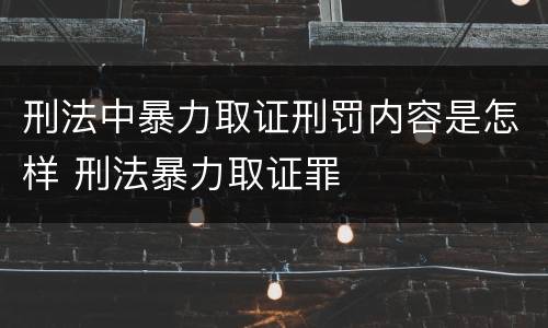 刑法中暴力取证刑罚内容是怎样 刑法暴力取证罪