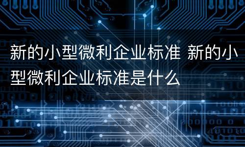 新的小型微利企业标准 新的小型微利企业标准是什么