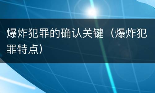 爆炸犯罪的确认关键（爆炸犯罪特点）