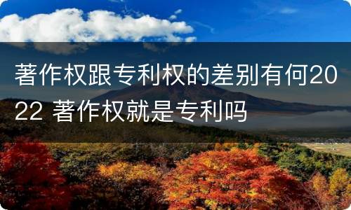 著作权跟专利权的差别有何2022 著作权就是专利吗