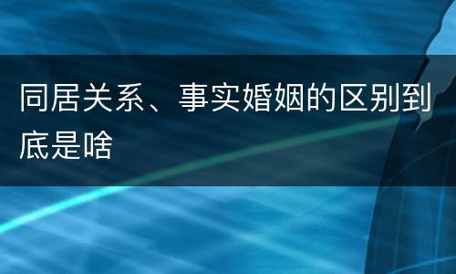 同居关系、事实婚姻的区别到底是啥