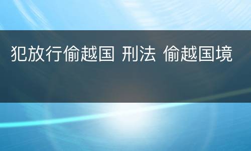 犯放行偷越国 刑法 偷越国境