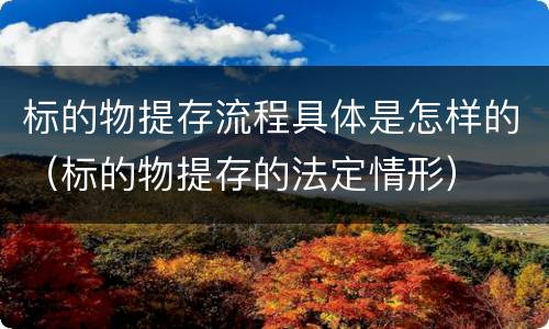 标的物提存流程具体是怎样的（标的物提存的法定情形）