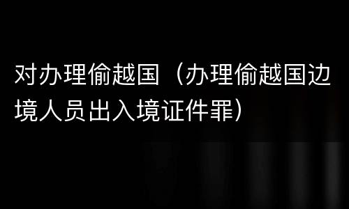 对办理偷越国（办理偷越国边境人员出入境证件罪）