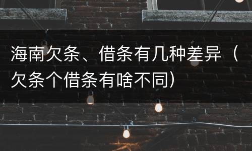 海南欠条、借条有几种差异（欠条个借条有啥不同）