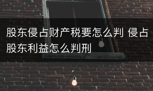 股东侵占财产税要怎么判 侵占股东利益怎么判刑