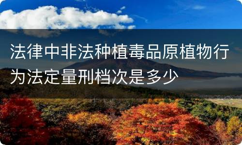 法律中非法种植毒品原植物行为法定量刑档次是多少