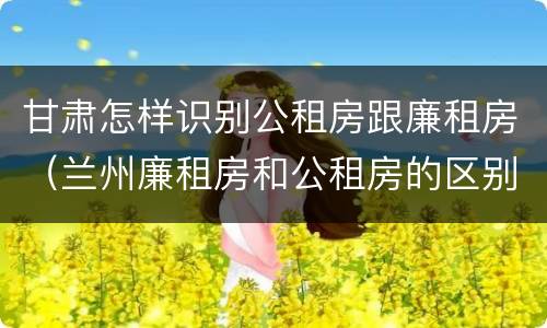 甘肃怎样识别公租房跟廉租房（兰州廉租房和公租房的区别）