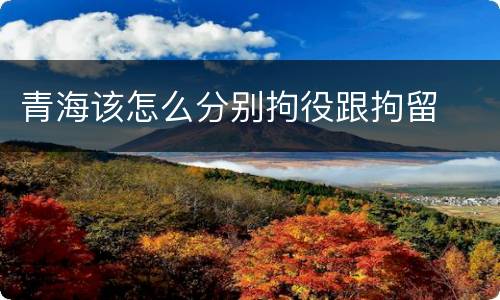 青海该怎么分别拘役跟拘留