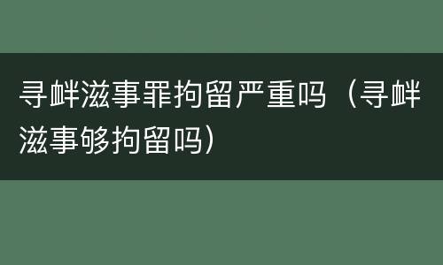 寻衅滋事罪拘留严重吗（寻衅滋事够拘留吗）