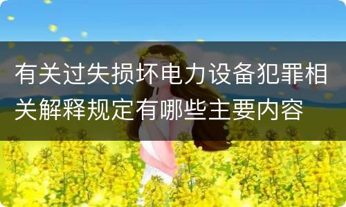 有关过失损坏电力设备犯罪相关解释规定有哪些主要内容