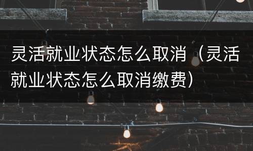 灵活就业状态怎么取消（灵活就业状态怎么取消缴费）