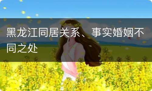 黑龙江同居关系、事实婚姻不同之处