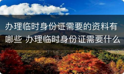 办理临时身份证需要的资料有哪些 办理临时身份证需要什么材