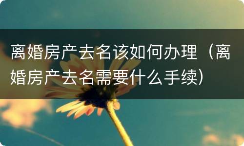 离婚房产去名该如何办理（离婚房产去名需要什么手续）