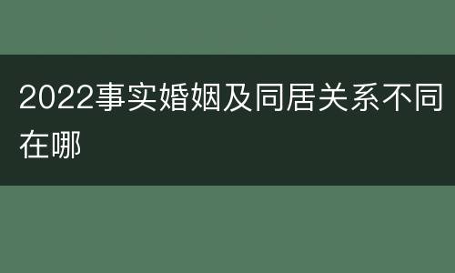 2022事实婚姻及同居关系不同在哪