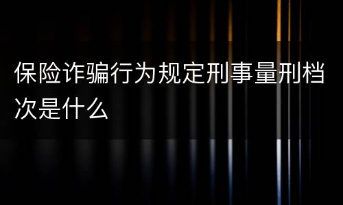 保险诈骗行为规定刑事量刑档次是什么