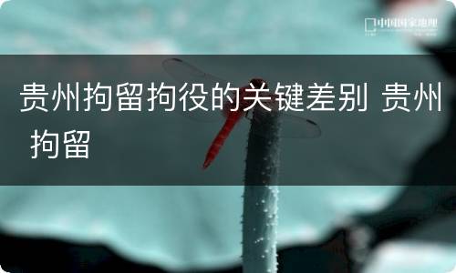 贵州拘留拘役的关键差别 贵州 拘留