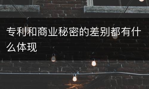 专利和商业秘密的差别都有什么体现