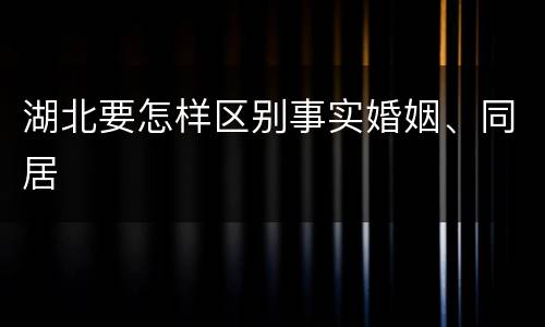 湖北要怎样区别事实婚姻、同居