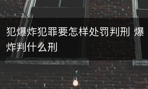 犯爆炸犯罪要怎样处罚判刑 爆炸判什么刑