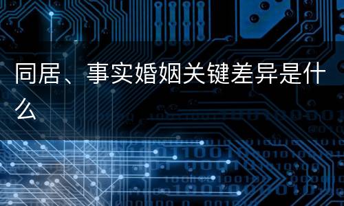 同居、事实婚姻关键差异是什么