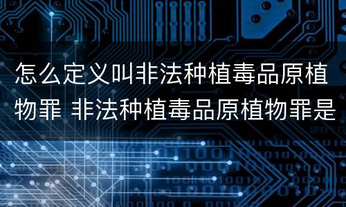 怎么定义叫非法种植毒品原植物罪 非法种植毒品原植物罪是指