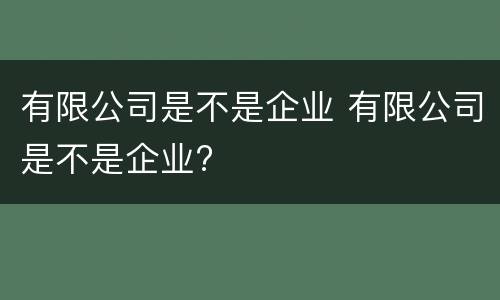 有限公司是不是企业 有限公司是不是企业?