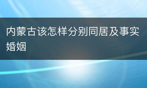 内蒙古该怎样分别同居及事实婚姻