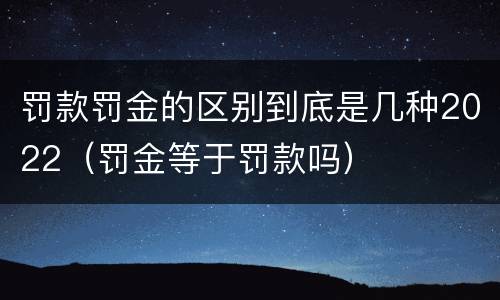 罚款罚金的区别到底是几种2022（罚金等于罚款吗）