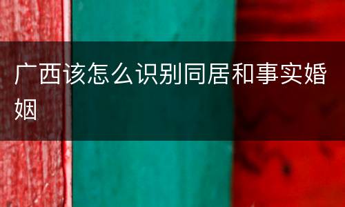 广西该怎么识别同居和事实婚姻