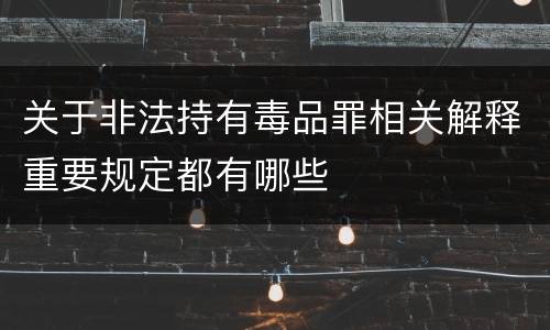 关于非法持有毒品罪相关解释重要规定都有哪些