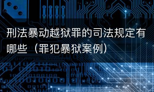 刑法暴动越狱罪的司法规定有哪些（罪犯暴狱案例）