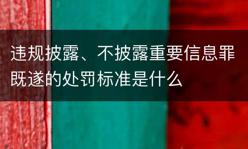 违规披露、不披露重要信息罪既遂的处罚标准是什么