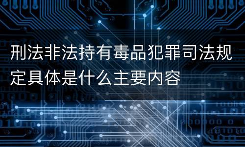 刑法非法持有毒品犯罪司法规定具体是什么主要内容
