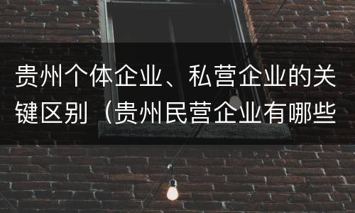 贵州个体企业、私营企业的关键区别（贵州民营企业有哪些）