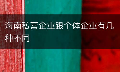 海南私营企业跟个体企业有几种不同